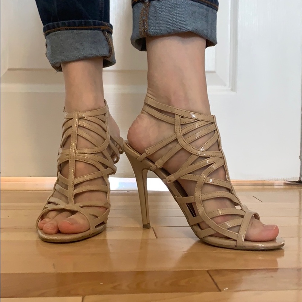 GUESS Nude Cage Stiletto Sandal